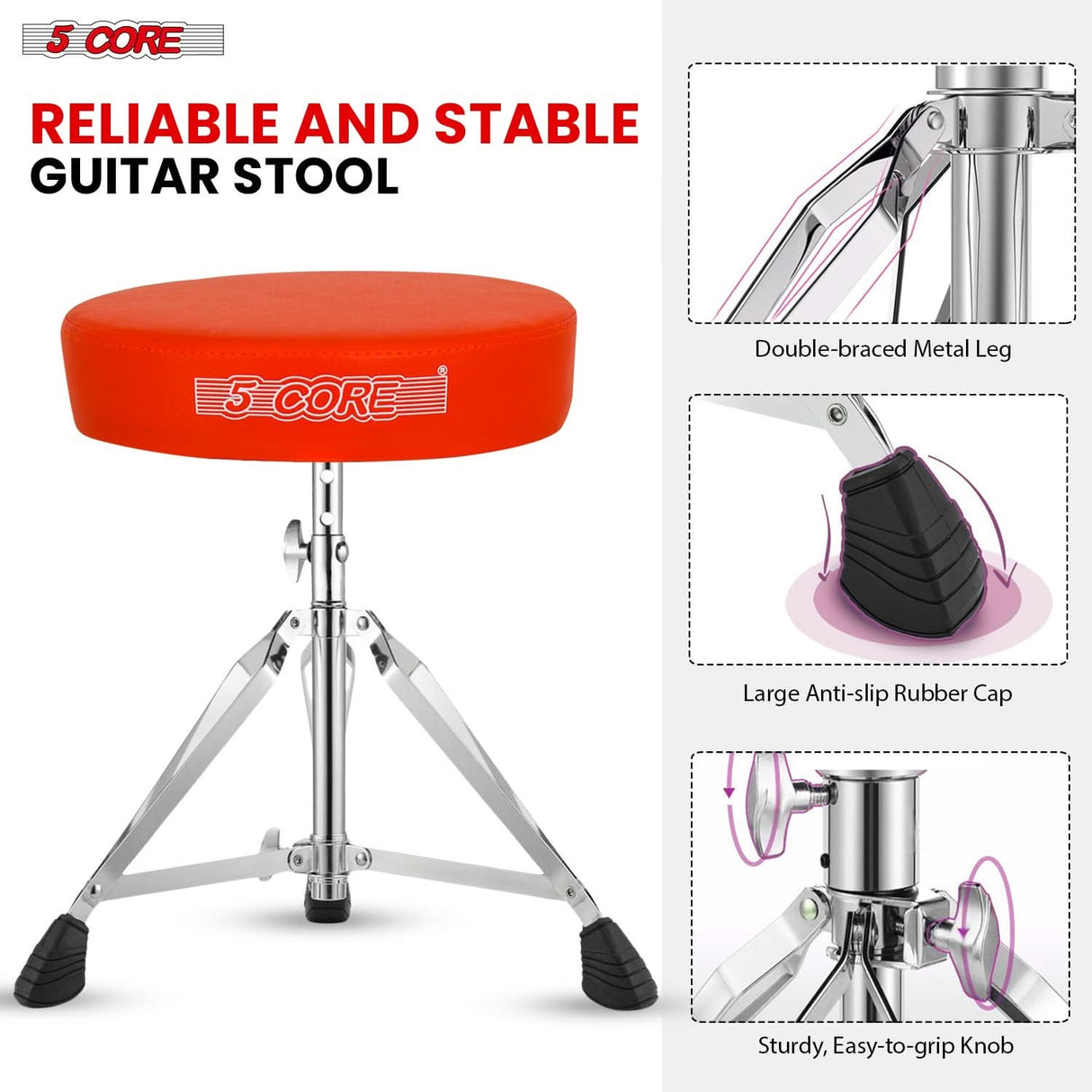 Adjustable 5Core guitar stool and drumming kit for home or stage use