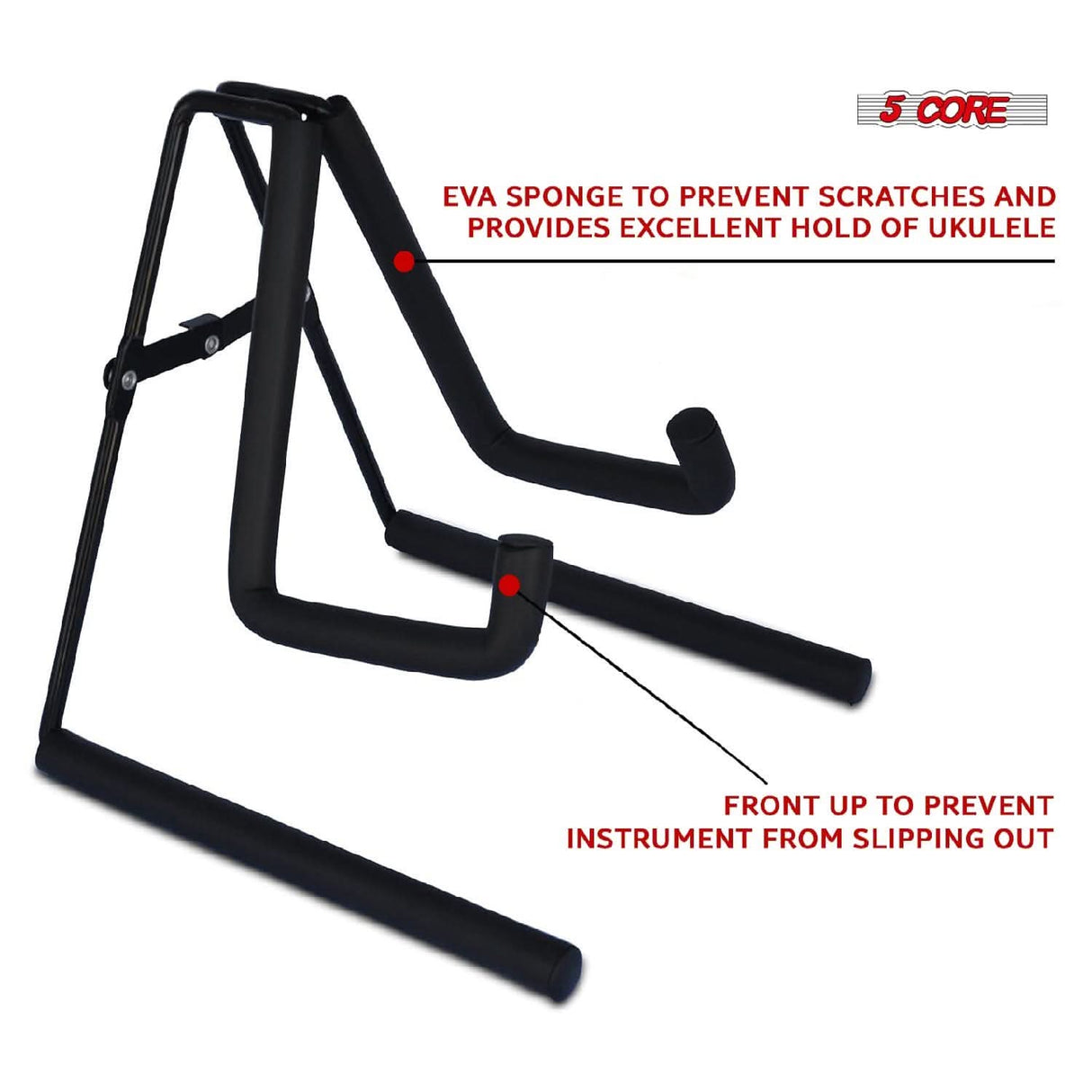 5Core mini guitar stand for ukulele, mandolin, and violin with foldable design