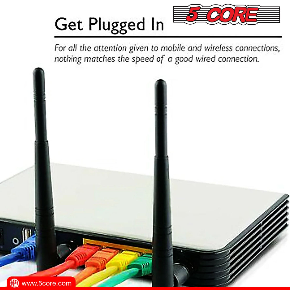 5Core Cat 6 Ethernet Cable Long Computer Internet Cables WiFi RJ45 Cord for Gaming