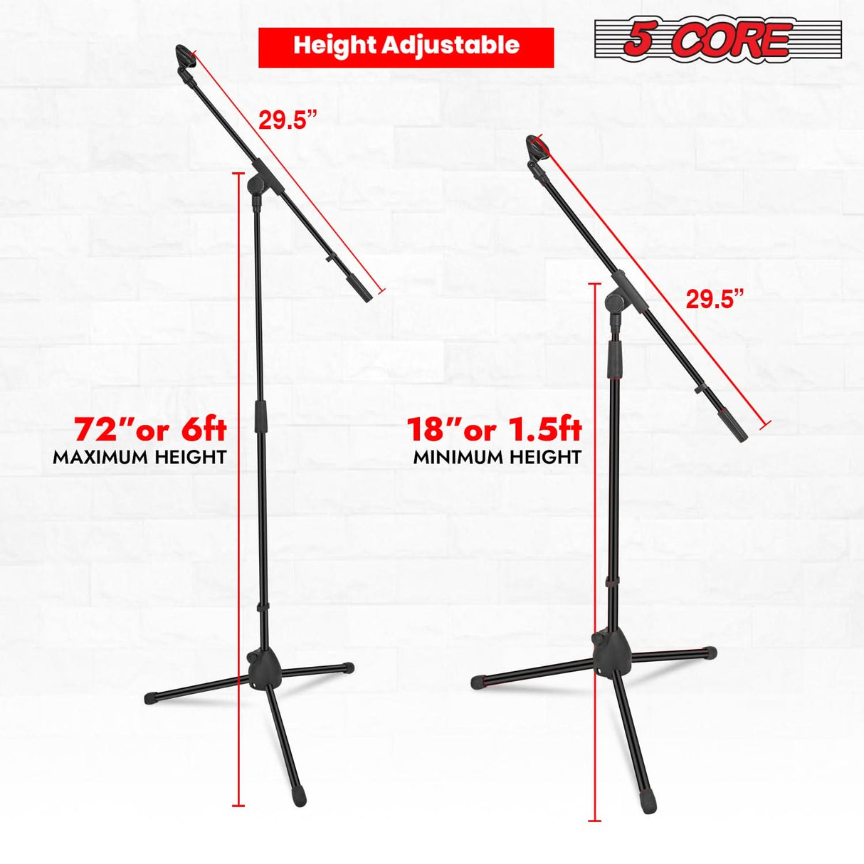5Core Tripod Mic Stand 2Pcs Adjustable Holder Floor Microphone Boom Arm