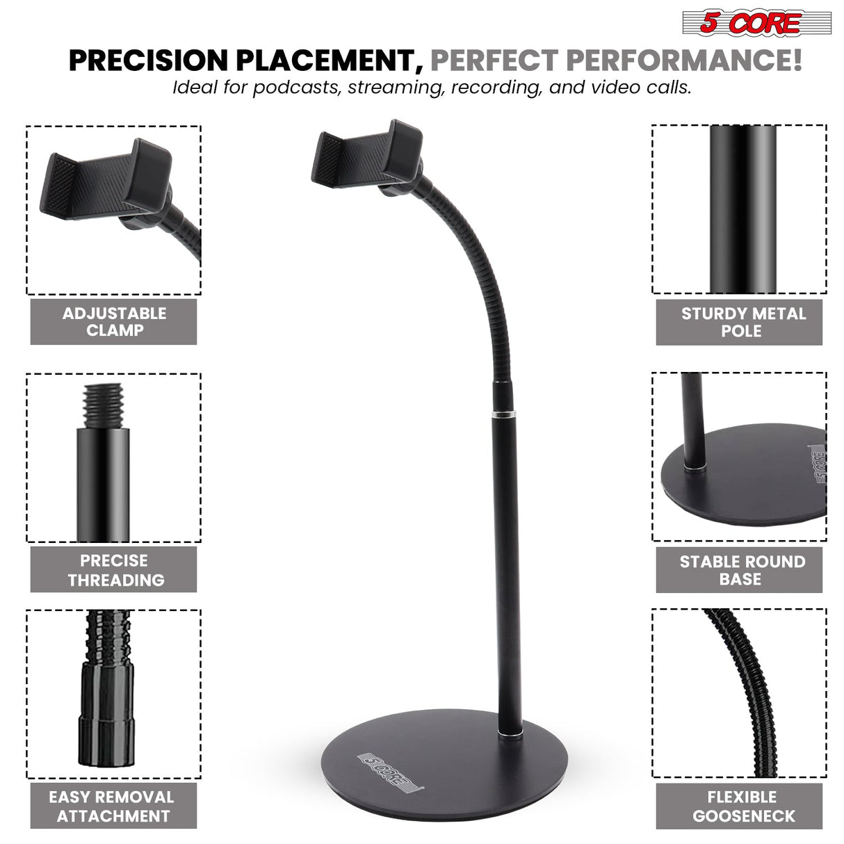 5Core Cell Phone Stand for Desk Adjustable Scissor Boom Arm Stands Tablet Cellphone