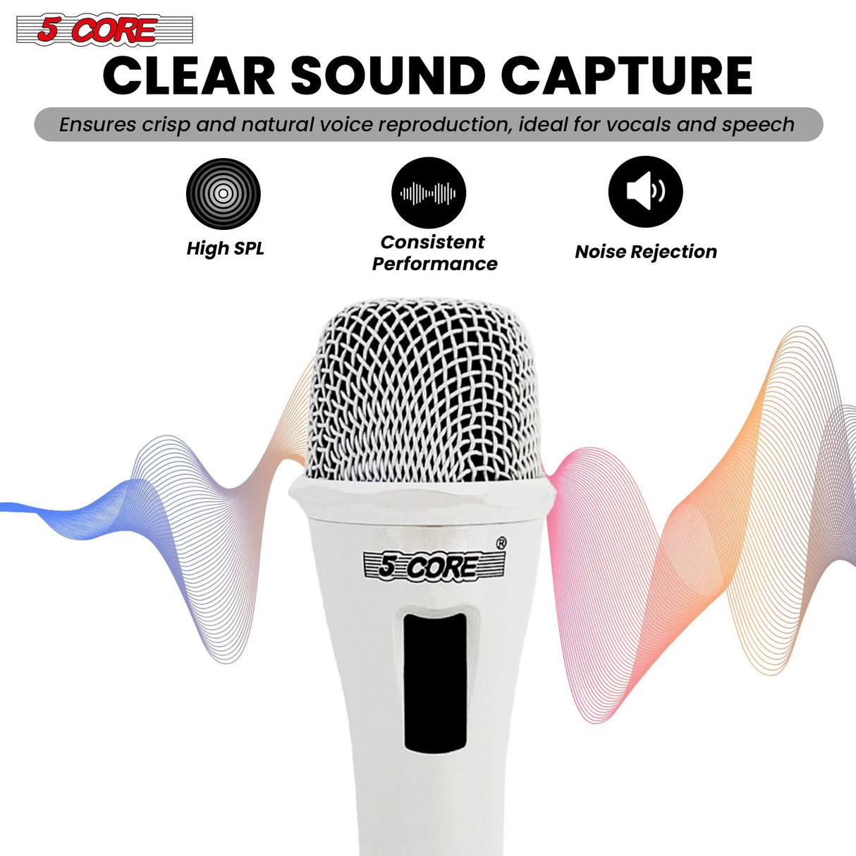 5Core XLR Microphone Dynamic Mic Karaoke Singing Studio Mics Handheld Microfono