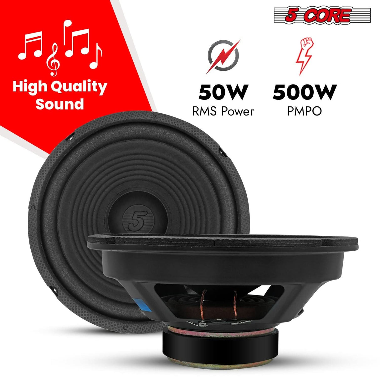 5 Core 8 Inch Subwoofer Speaker 500W Combined Peak 4Ohm Replacement Car Bass Sub Woofer