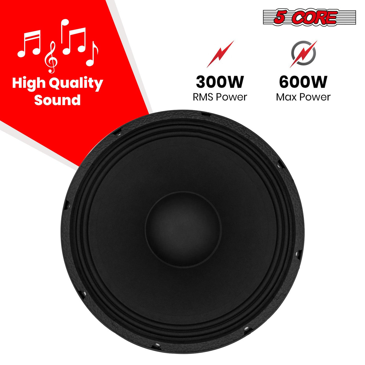 5 Core 10" Subwoofer Speaker 300W RMS Full Range Audio PA DJ Sub Woofer 8Ohm Bass Replacement Driver