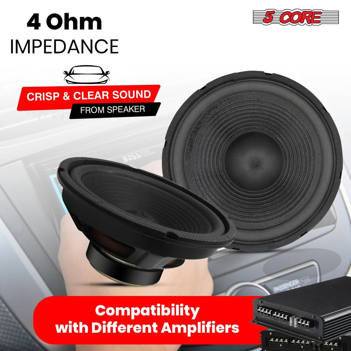 5 Core 8 Inch Subwoofer Speaker 500W Combined Peak 4Ohm Replacement Car Bass Sub Woofer