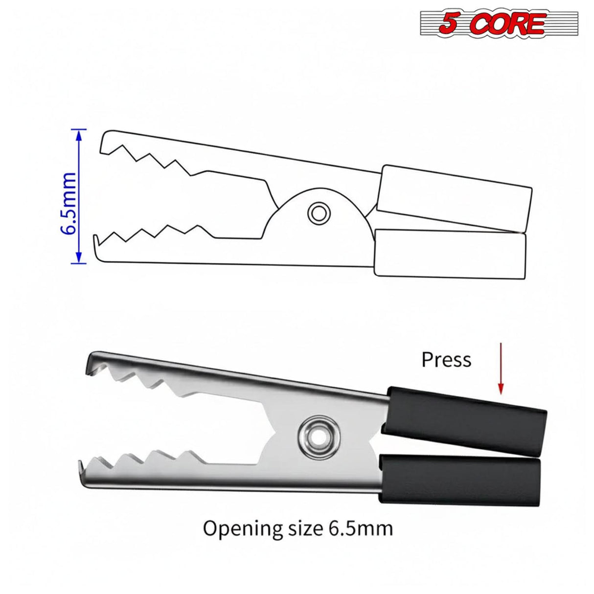 5Core Alligator Clips Electrical Metal Battery Jumper Clamps nsulated Gator Clip