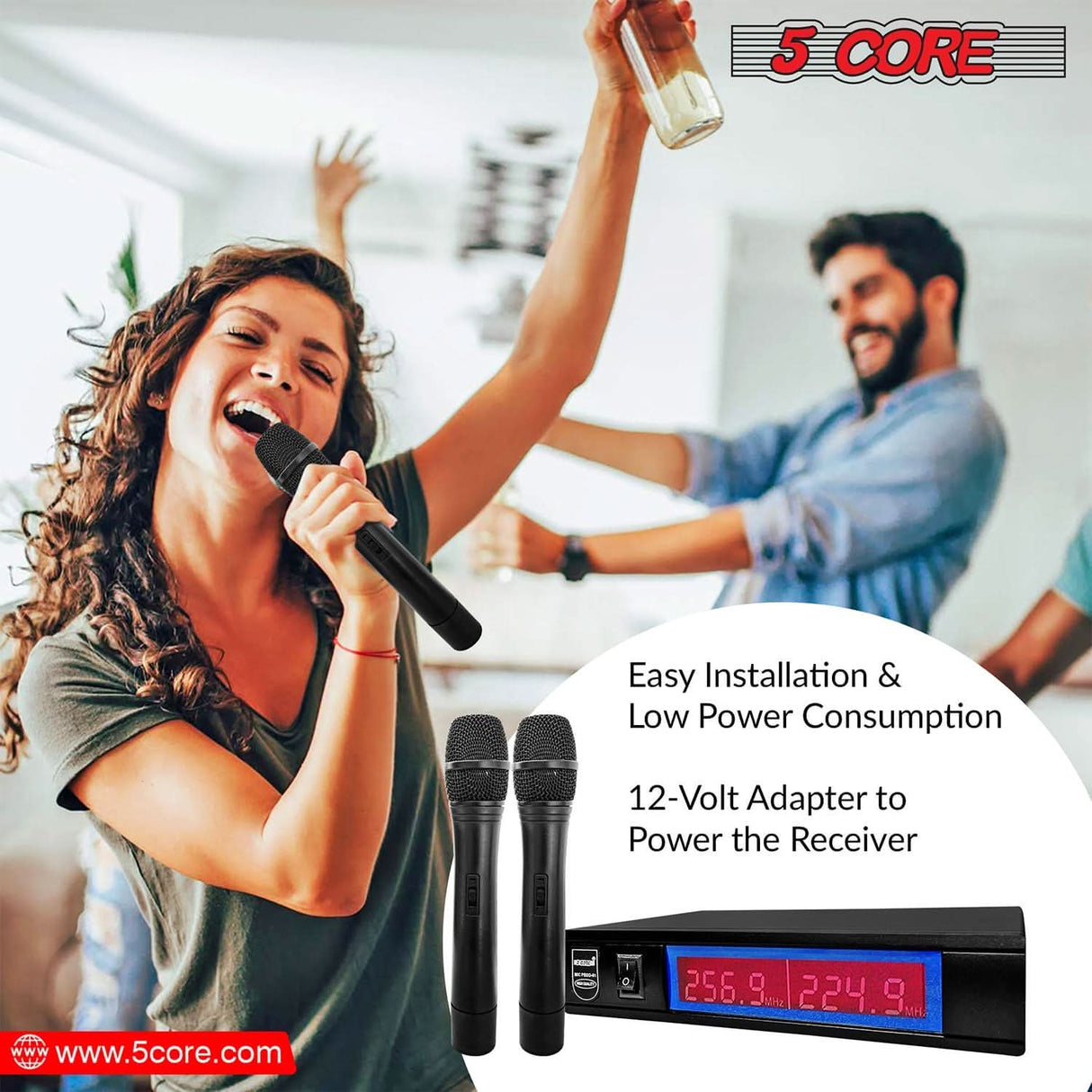 5Core dual-channel wireless microphone with inalambrico design