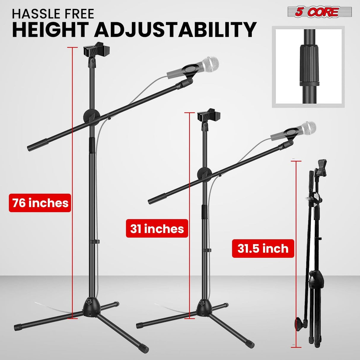 Heavy-duty floor mic stand with adjustable boom arm