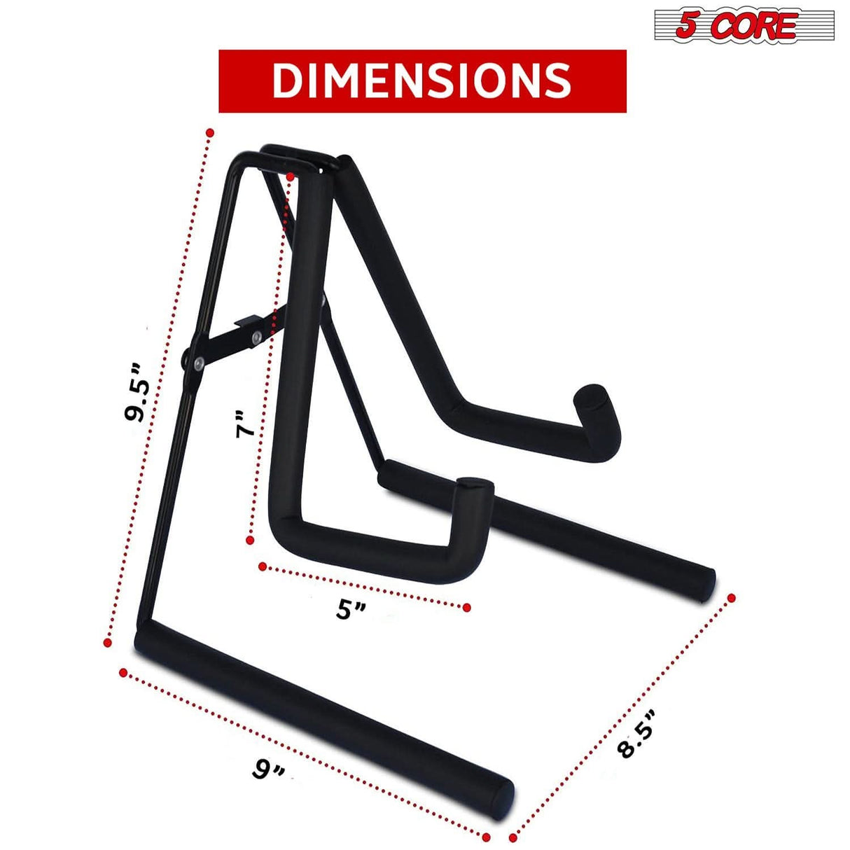 5Core floor ukulele stand for violin, banjo, and mandolin with compact folding feature