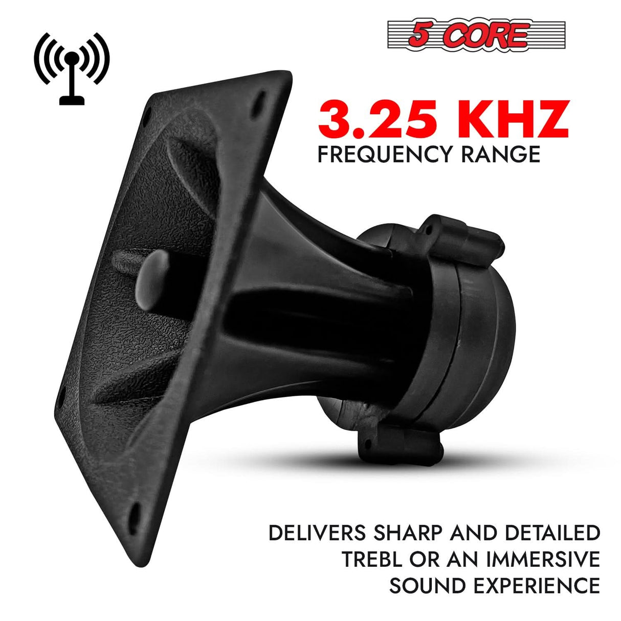 5Core 3.25" x 3.25" 40W tweeter, component square driver, replacement piezo super horn
