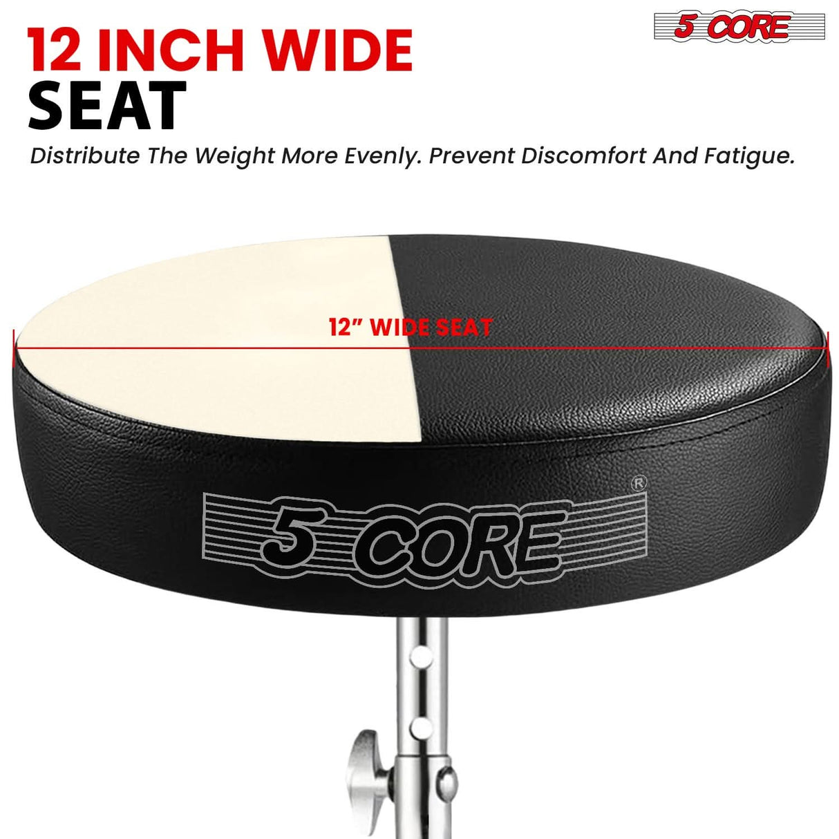 5Core Drum Throne Adjustable Guitar Stool Padded Seat + Drum Practice Pad Snare Drumming Stand