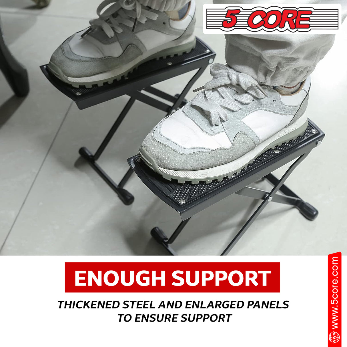 5Core Guitar Foot Stool Height Adjustable Folding Leg Rest Classical Footrest