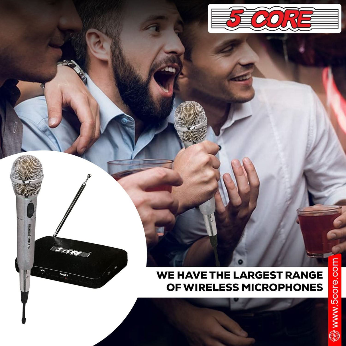 5Core wireless microphone, dual-mode function, works both wired and wirelessly for flexible usage