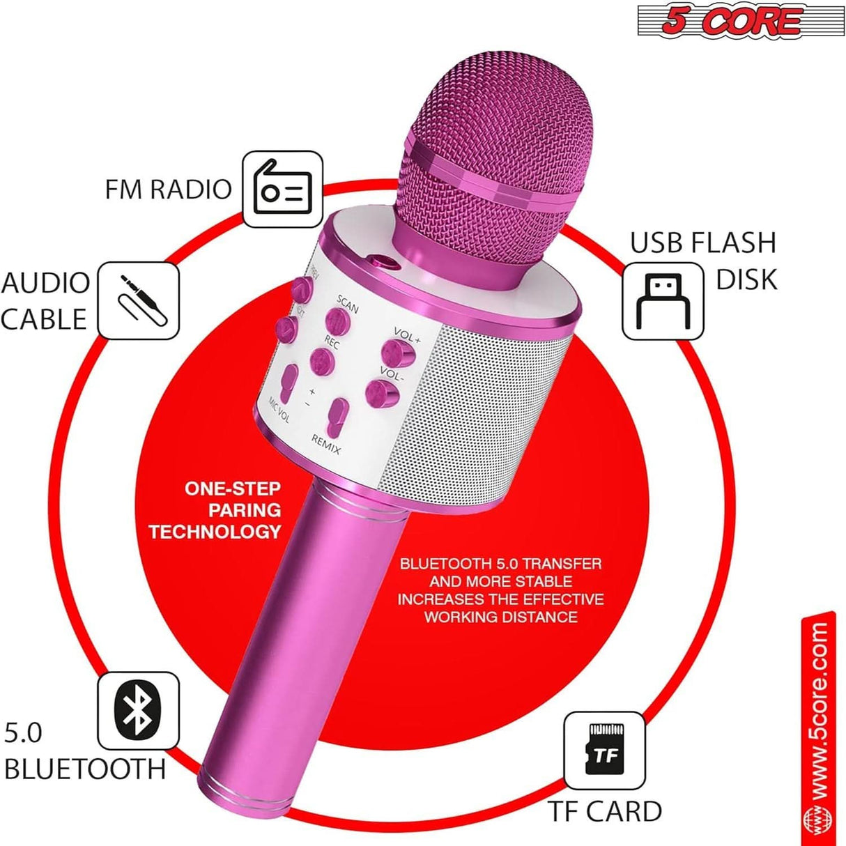 5 Core Bluetooth Karaoke Microphone portable singing mic view