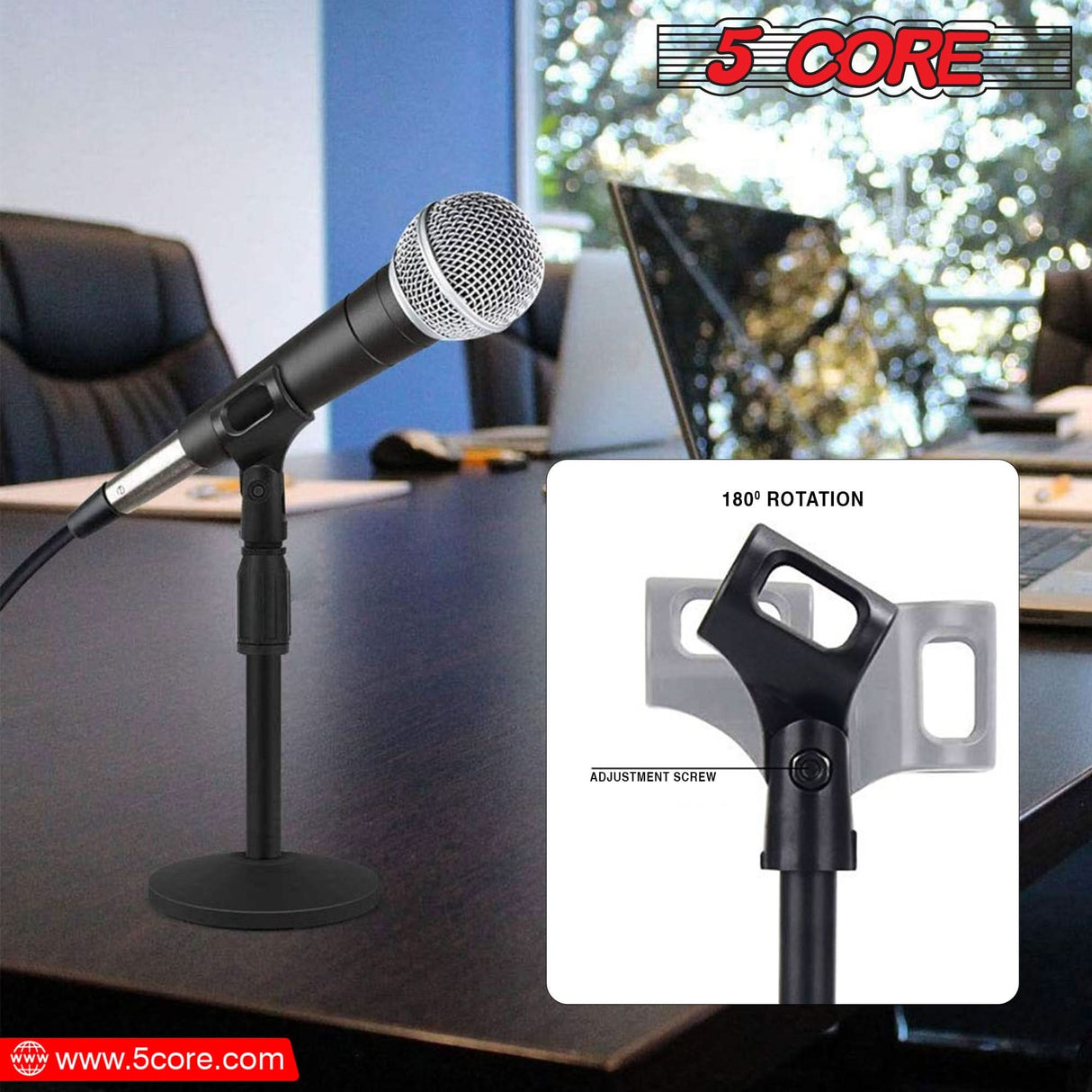 5 Core Microphone Clip Holder 2 Pieces with Screw Adapters 5/8 to 3/8 Inch