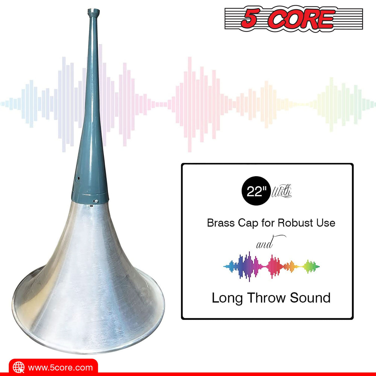 5 Core PA Horn Speaker 600W PMPO Compression Driver Audio in 22" Trumpet Throat Loud Audio System