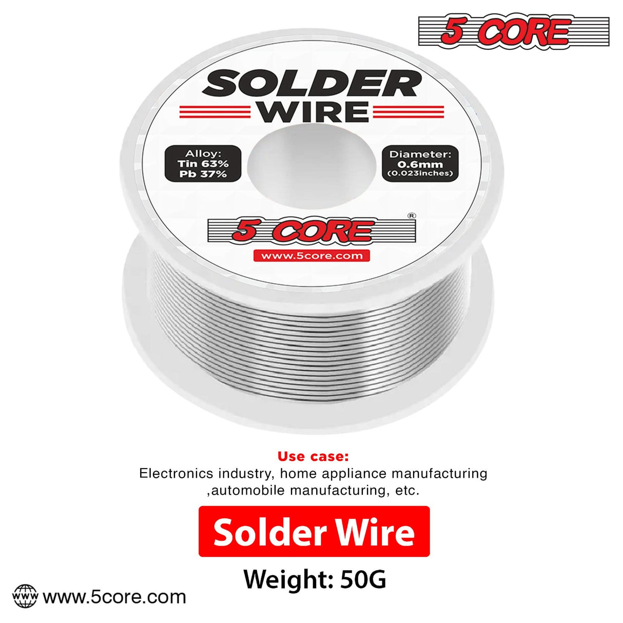 5Core leaded solder wire for precision soldering of electronic components