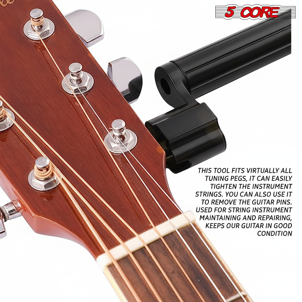 5Core Guitar String Winder 5Pcs Professional Guitars Tools Peg Winder with Bridge Pin Remover
