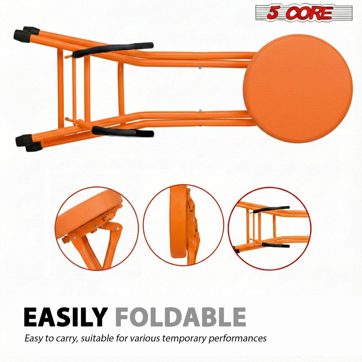 5Core Guitar Stool 3.15" Padded Chair Foldable Heavy Duty Music Seat Built in Foot Rest Guitar Stand
