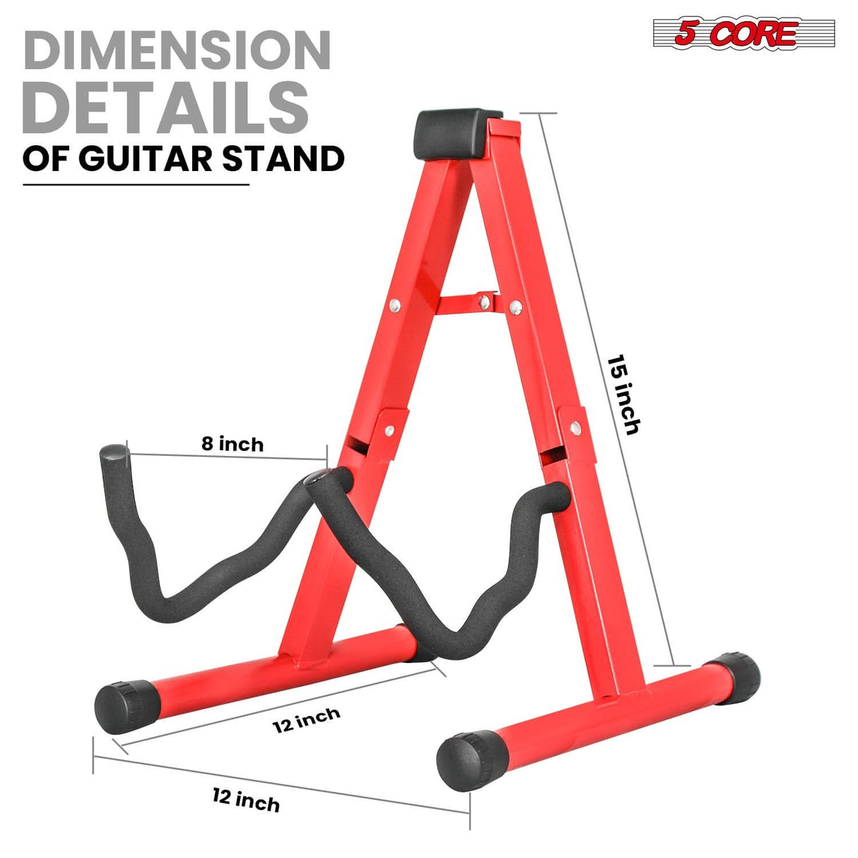 5 Core Guitar Stand A Frame Shape w Soft Foam Arm Non Slip Rubber for Acoustic Electric Bass Ukulele