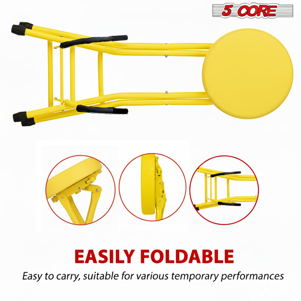 5Core Guitar Stool 3.15" Padded Chair Foldable Heavy Duty Music Seat Built in Foot Rest Guitar Stand