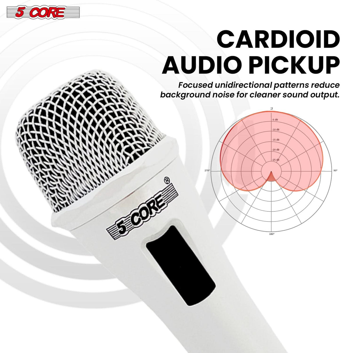5Core XLR Microphone Dynamic Mic Karaoke Singing Studio Mics Handheld Microfono