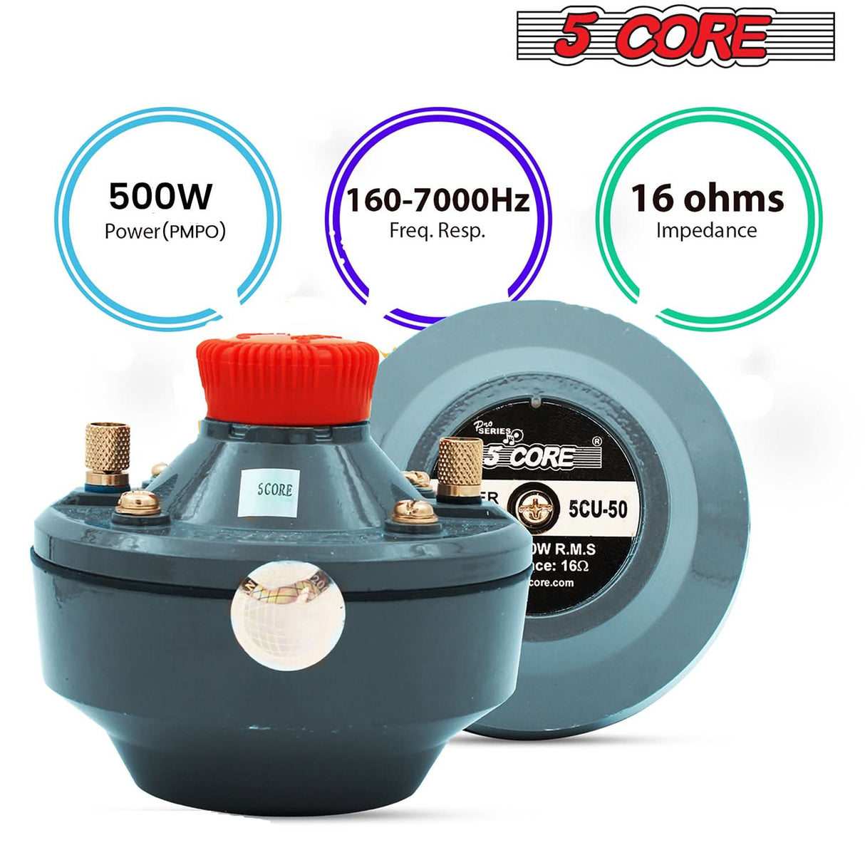 5 Core PA Horn Speaker 500W PMPO Compression Driver in 22 Inch Trumpet Throat Loud Audio System