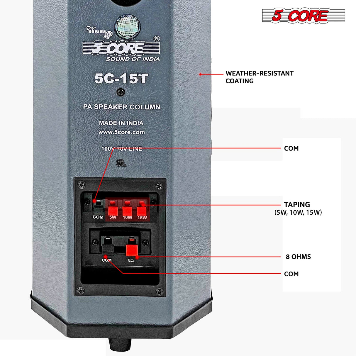 5Core Outdoor Speakers Stereo In Wall 100W Peak Passive Home Audio System 2 Pieces