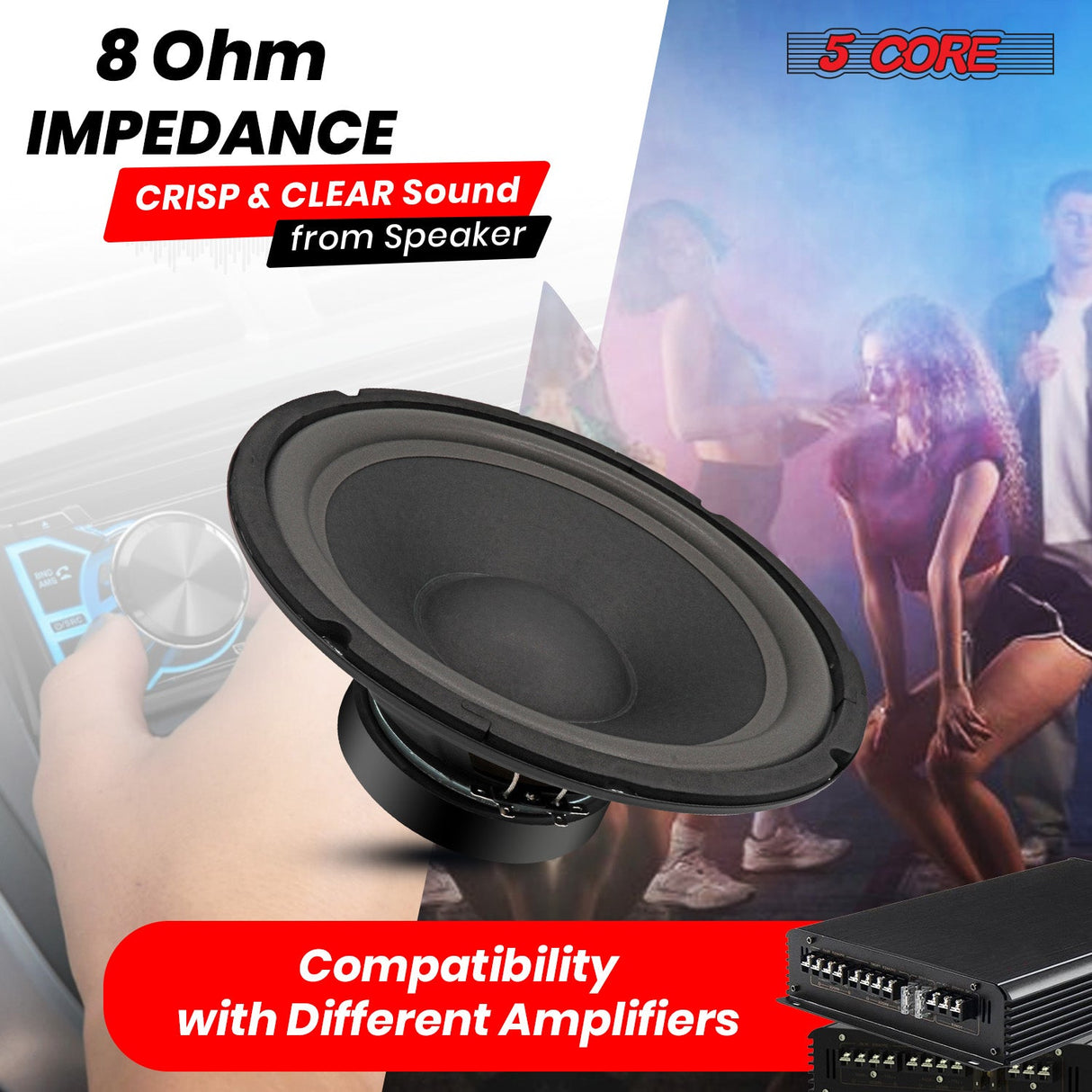 5 Core 10" Subwoofer 2Pc 600W PA DJ Sub Woofer Speaker 8Ohm Deep Bass Audio Replacement Loud Speaker