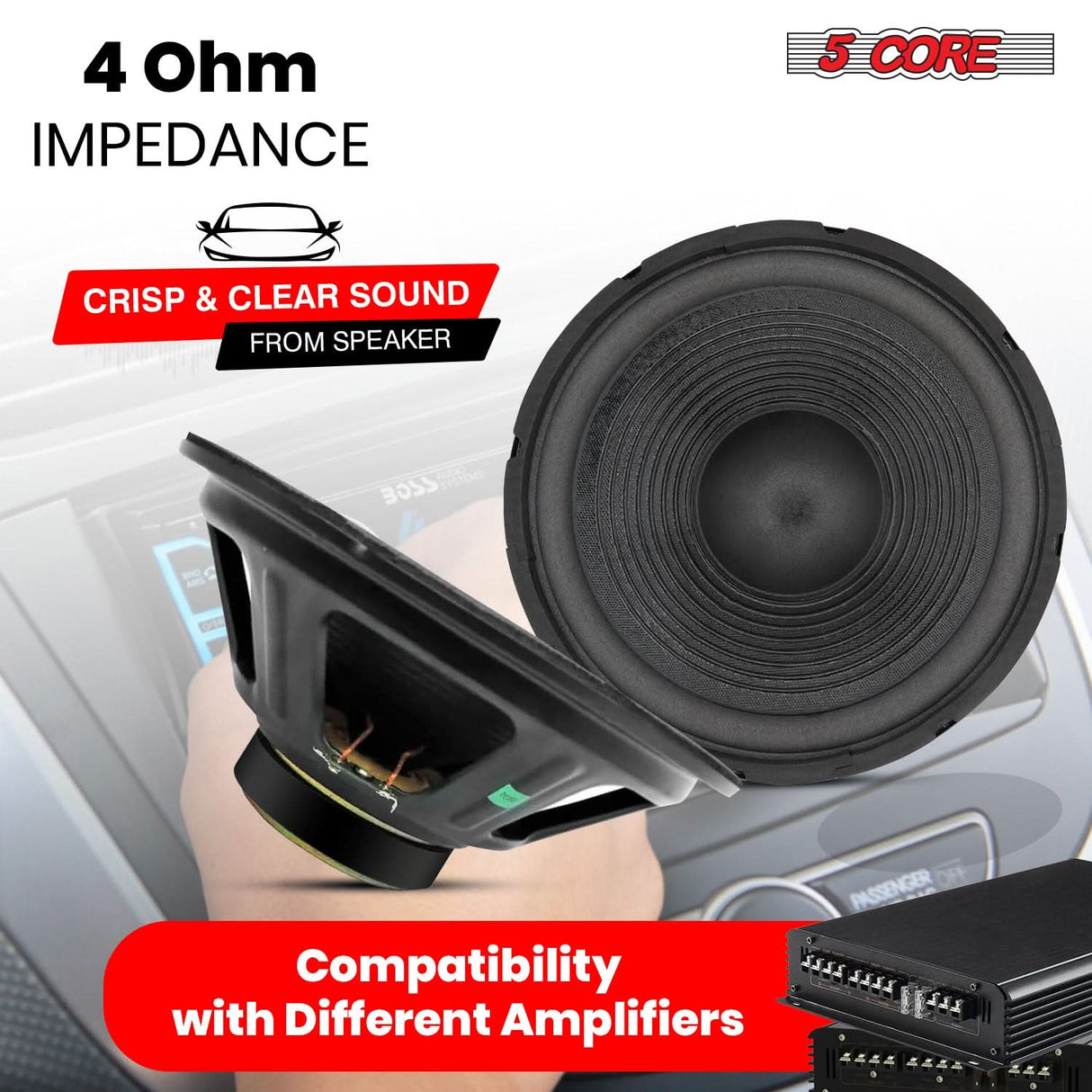 5 Core 1200 Watt 12 Inch Subwoofer Deep Bass Diaphragm View