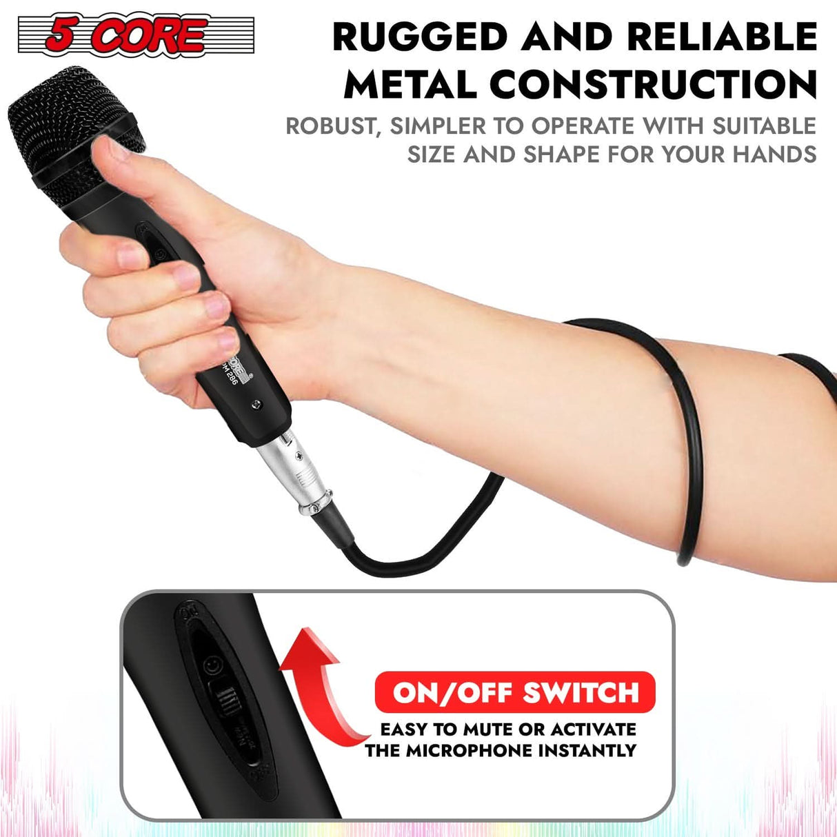 5Core XLR Microphone Dynamic Mic Karaoke Singing Studio Mics Handheld Microfono
