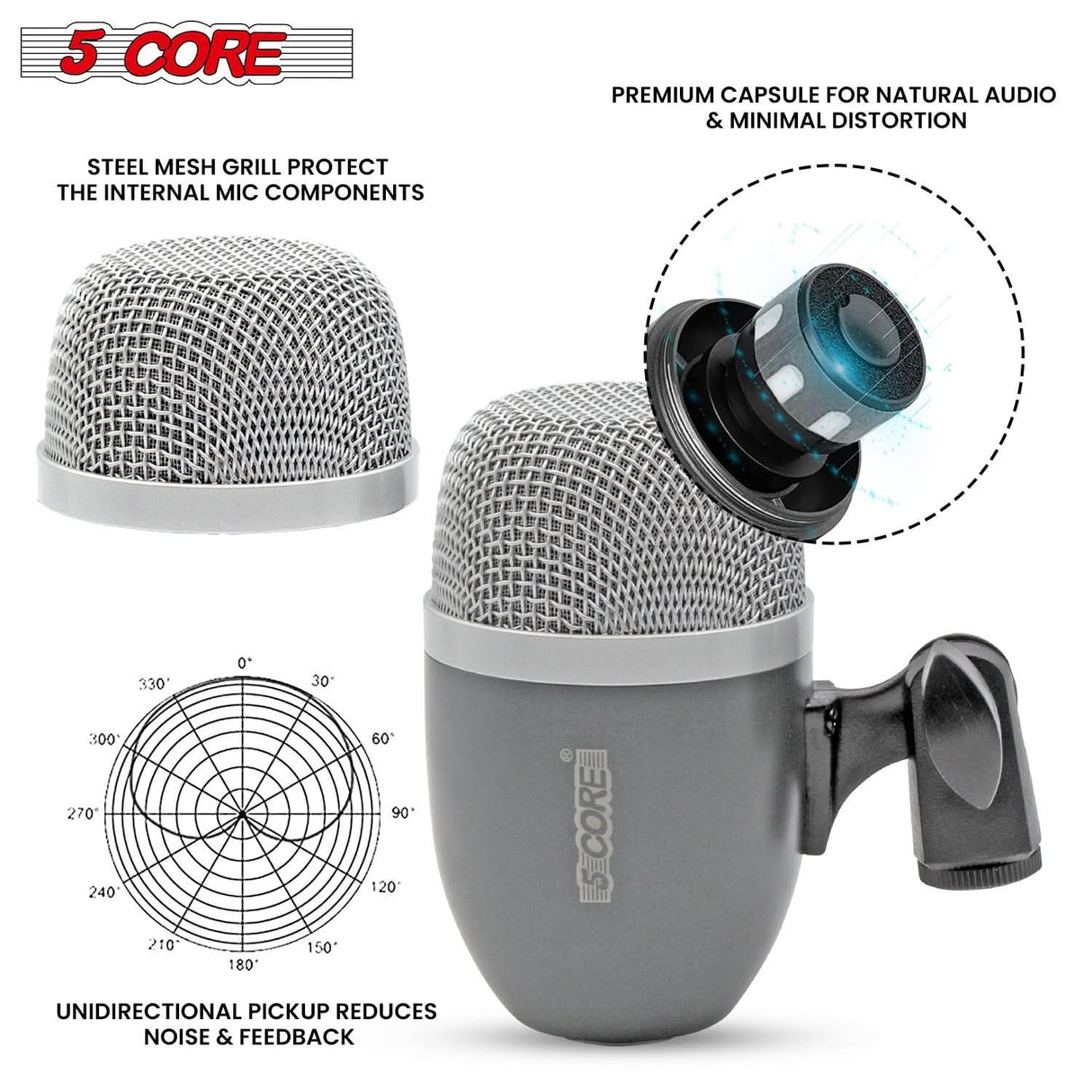 5Core Conga Mic XLR condenser microphone mounted view