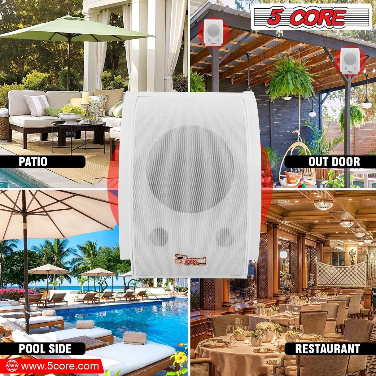 Durable 5Core passive speakers with crystal-clear sound performance