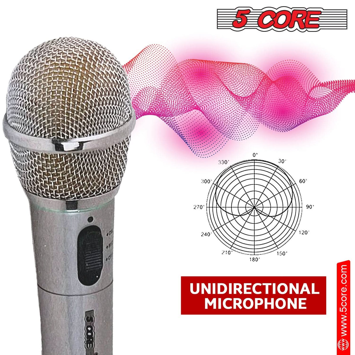 5Core dual function microphone, wireless and wired modes, ideal for events and performances
