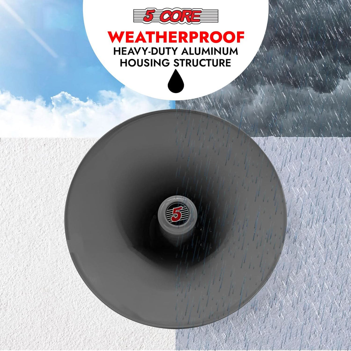 5 Core PA Speaker 12" 35W Bull Horn Loud Audio Indoor Outdoor Speakers System 8Ohm Reflex Megaphone
