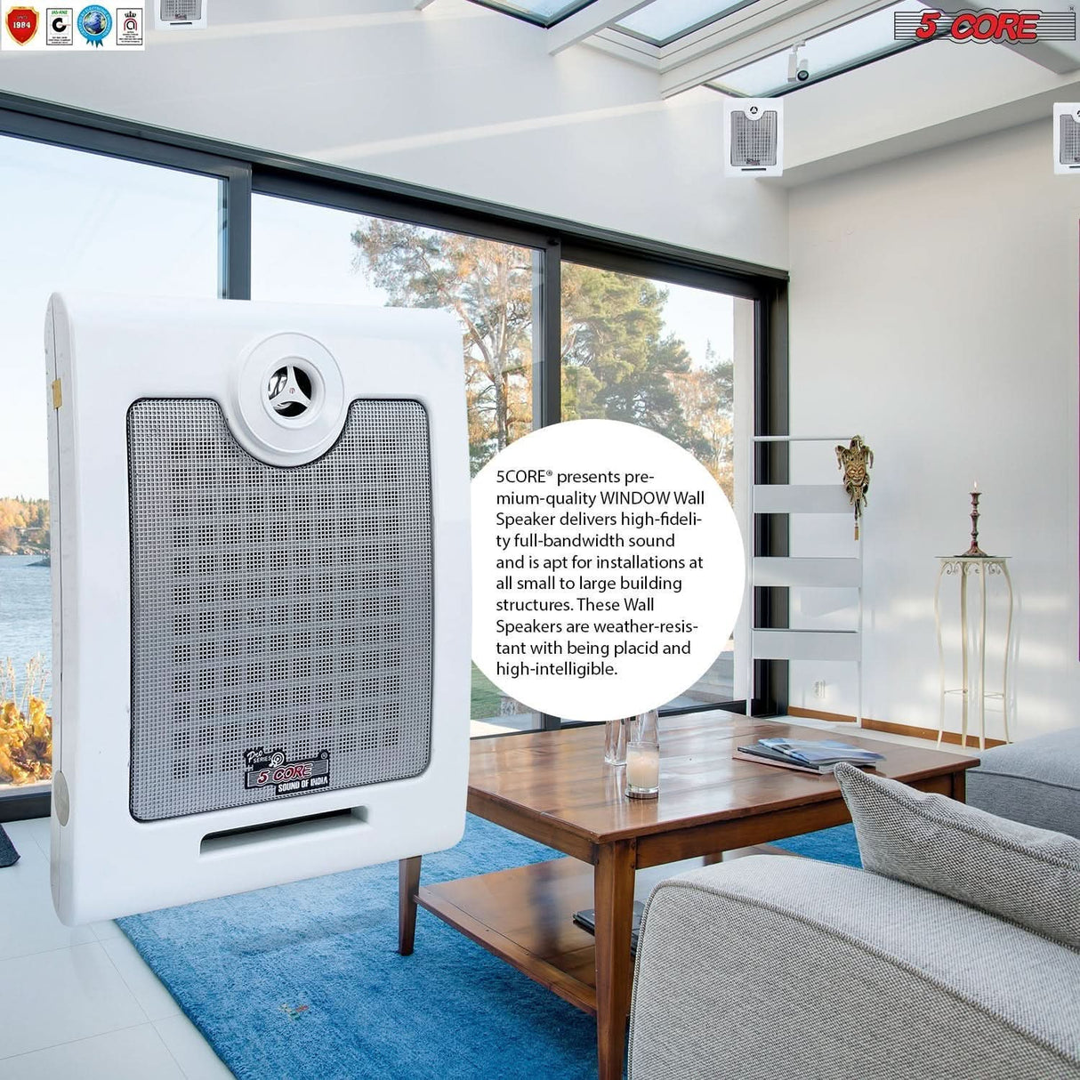 5Core high performance ceiling mount outdoor wall speakers, 50W RMS, 4Ohms