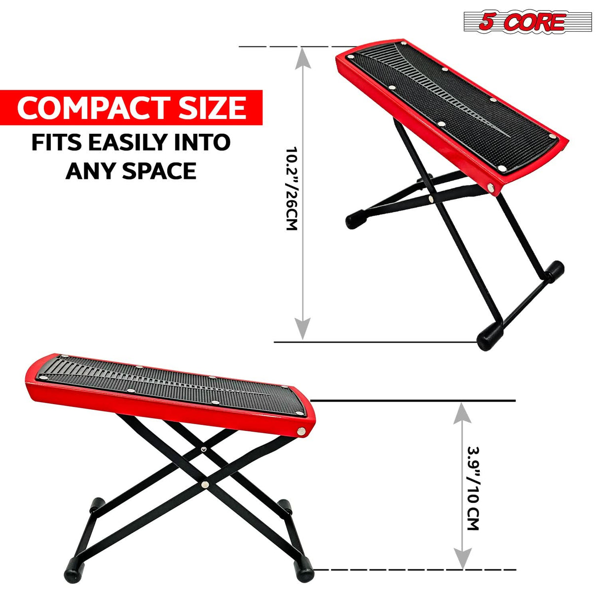 5Core Guitar Foot Stool Height Adjustable Folding Leg Rest Classical Footrest