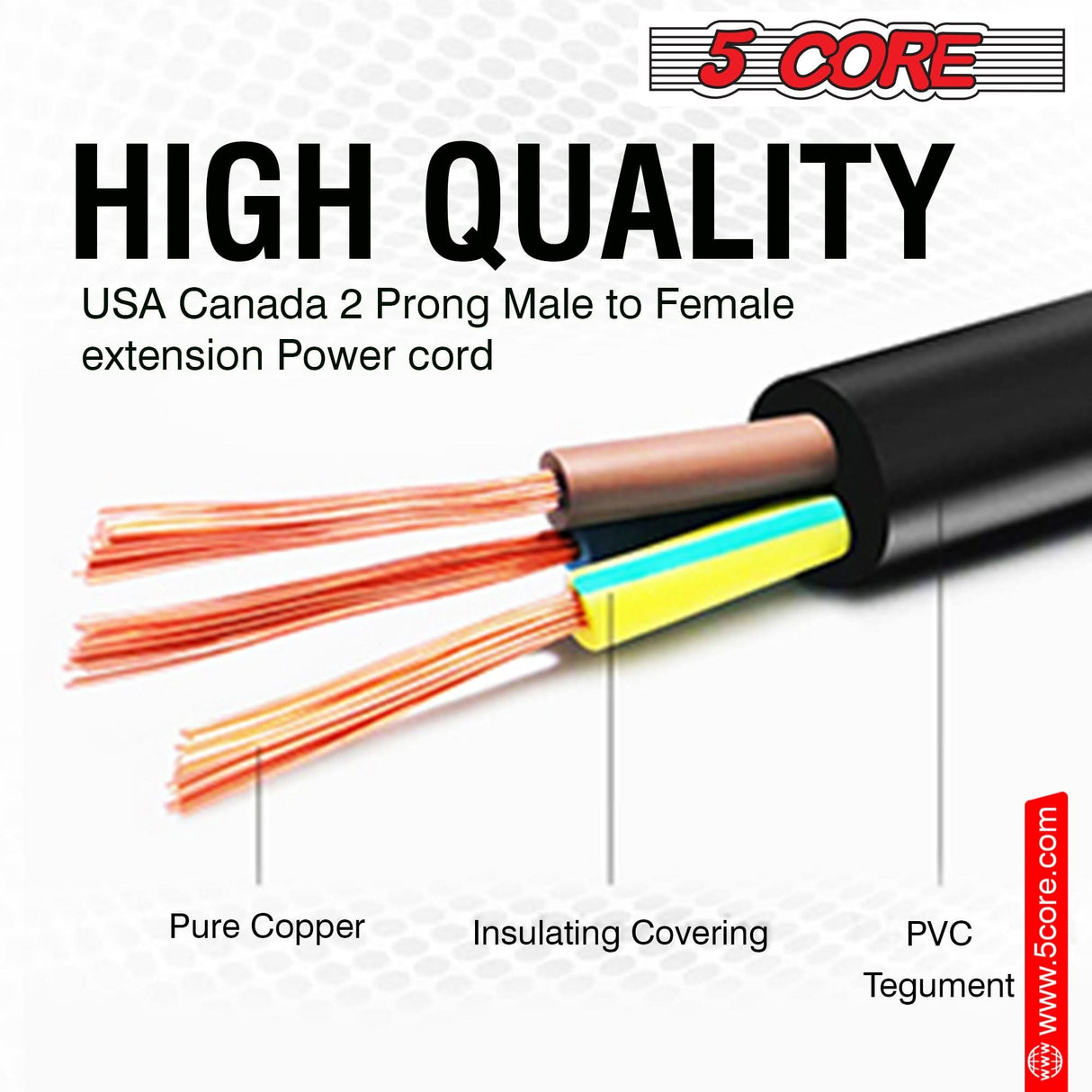 US standard polarized extension cord with 125V support
