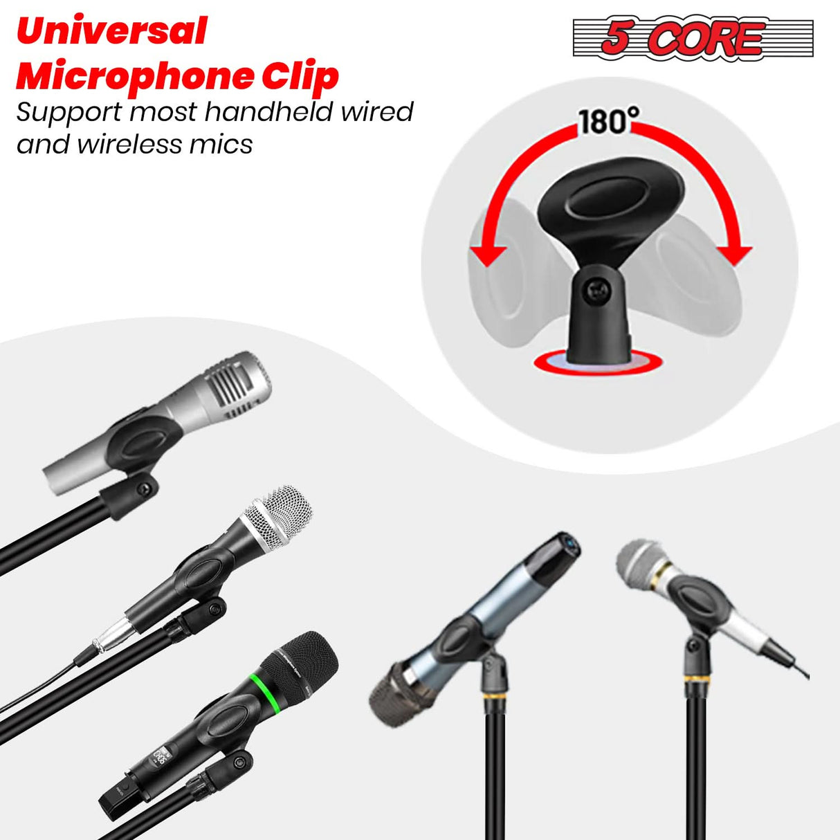 5Core Tripod Mic Stand 4Pcs Adjustable Holder Floor Microphone Boom Arm