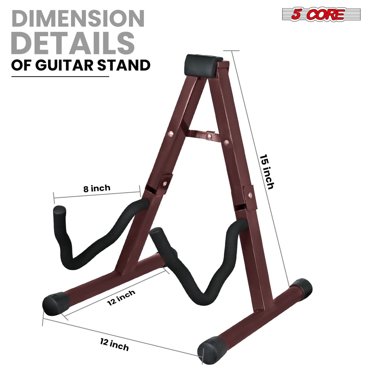 5 Core Guitar Stand A Frame w Soft Foam Arm Non Slip Rubber for Acoustic Electric Bass Ukulele