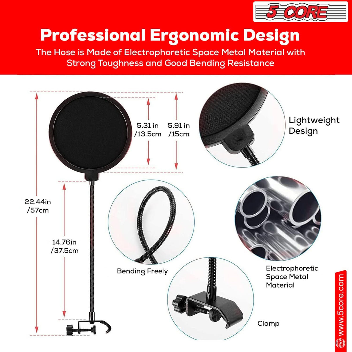 5Core podcast microphone kit with condenser cardioid mic and boom arm