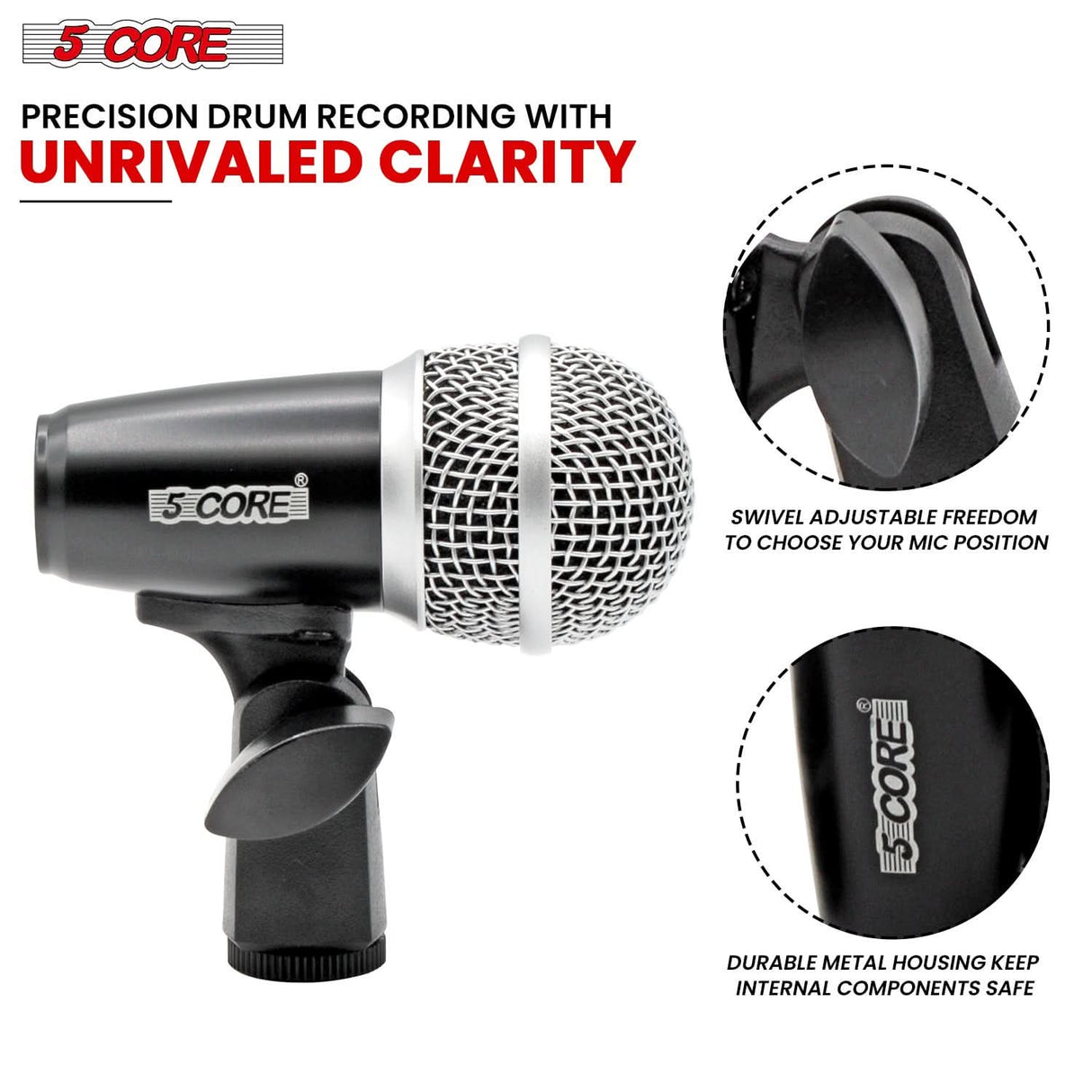 5Core Condenser XLR Instrument Mic – Mounted on Drum View