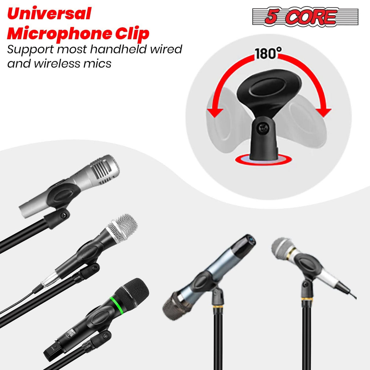 5Core tripod microphone stand with boom arm for professional audio recording