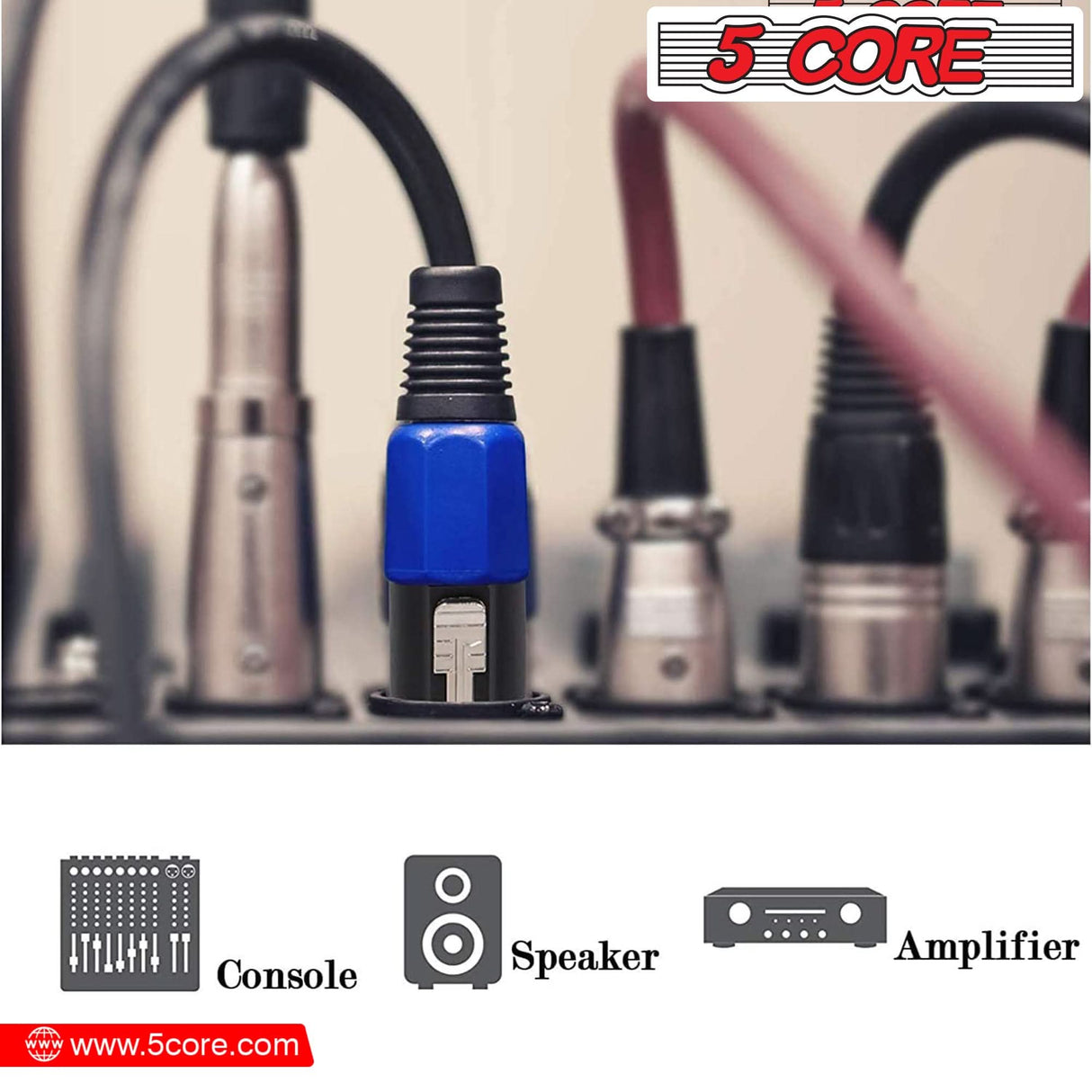Durable 5Core audio jack male adapter for professional sound equipment