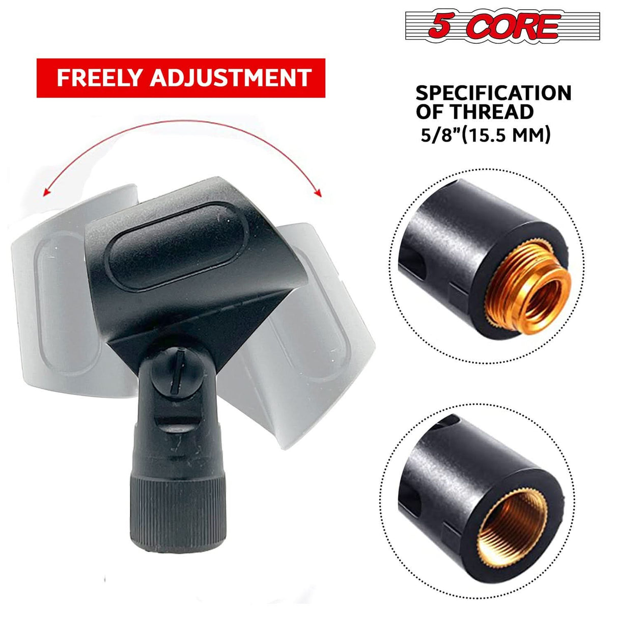 5Core high-quality microphone clip holder set of 6 with versatile screw adapters