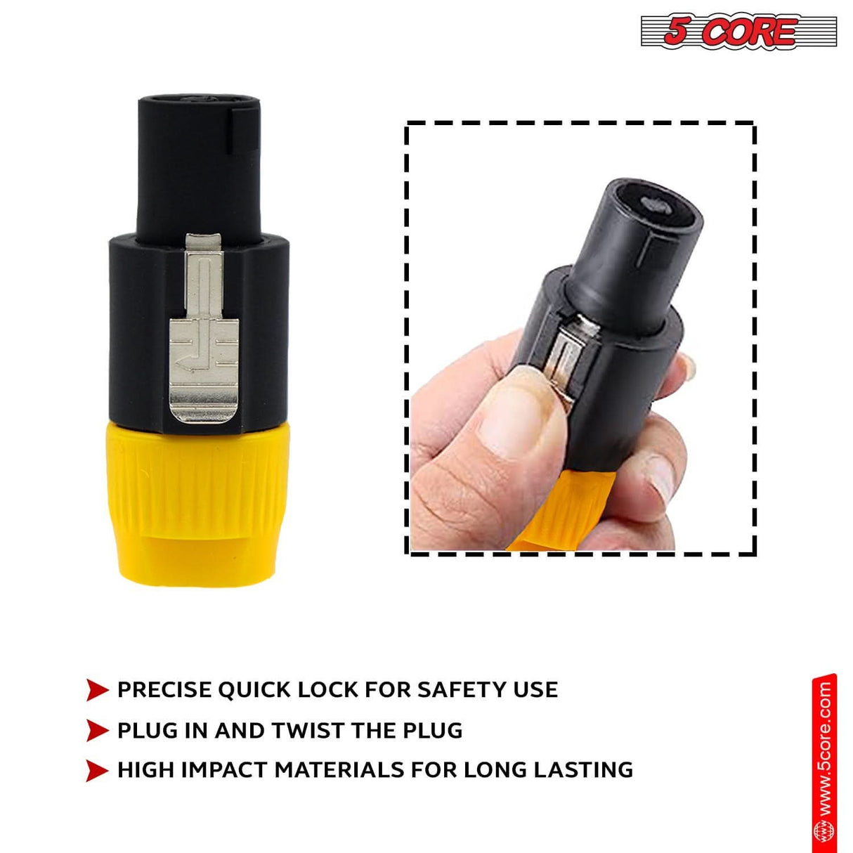 5Core audio jack male to Speakon adapter for clear speaker connection