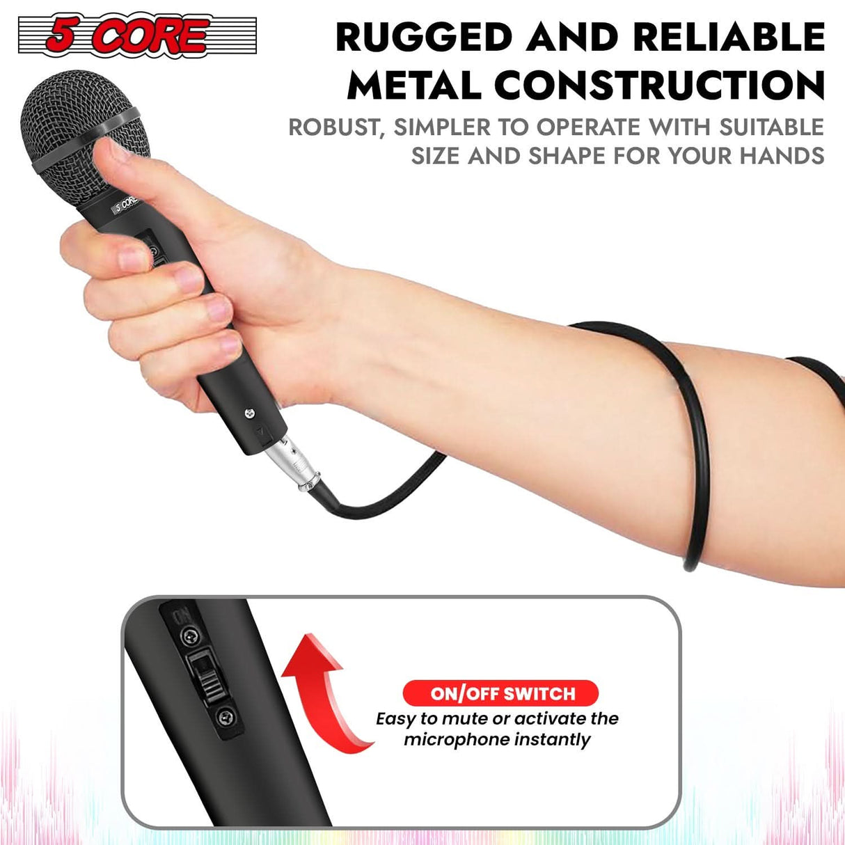 5Core XLR Microphone 2Pcs Dynamic Mic Karaoke Singing Studio Mics Handheld Microfono