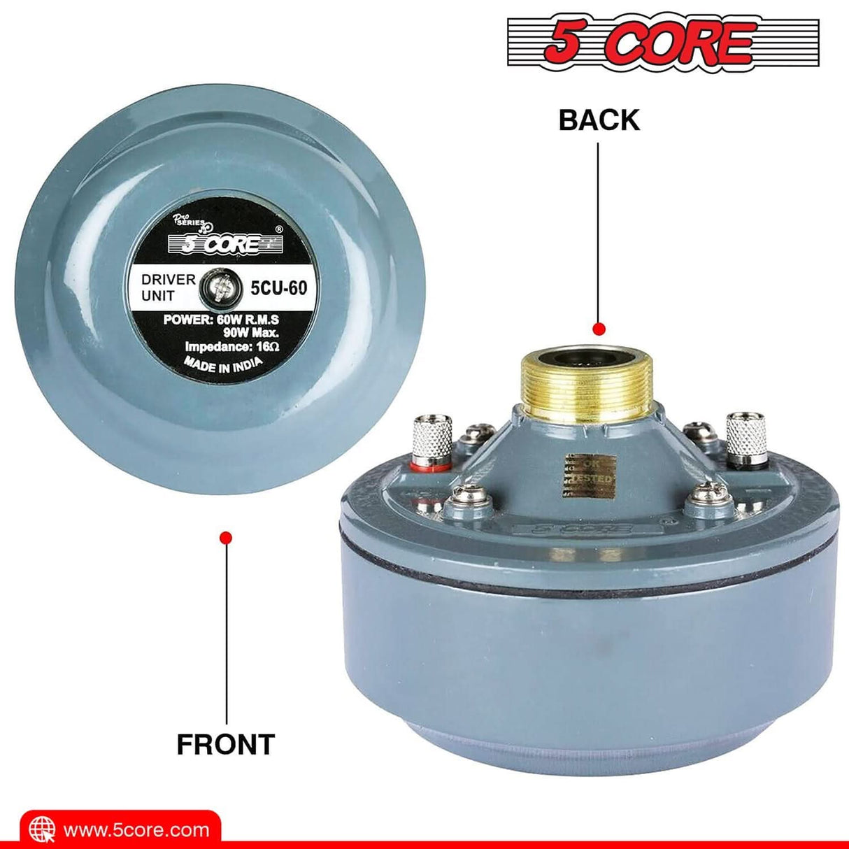 5Core loud audio system 600W PMPO PA horn speaker with compression driver and 22 inch trumpet throat