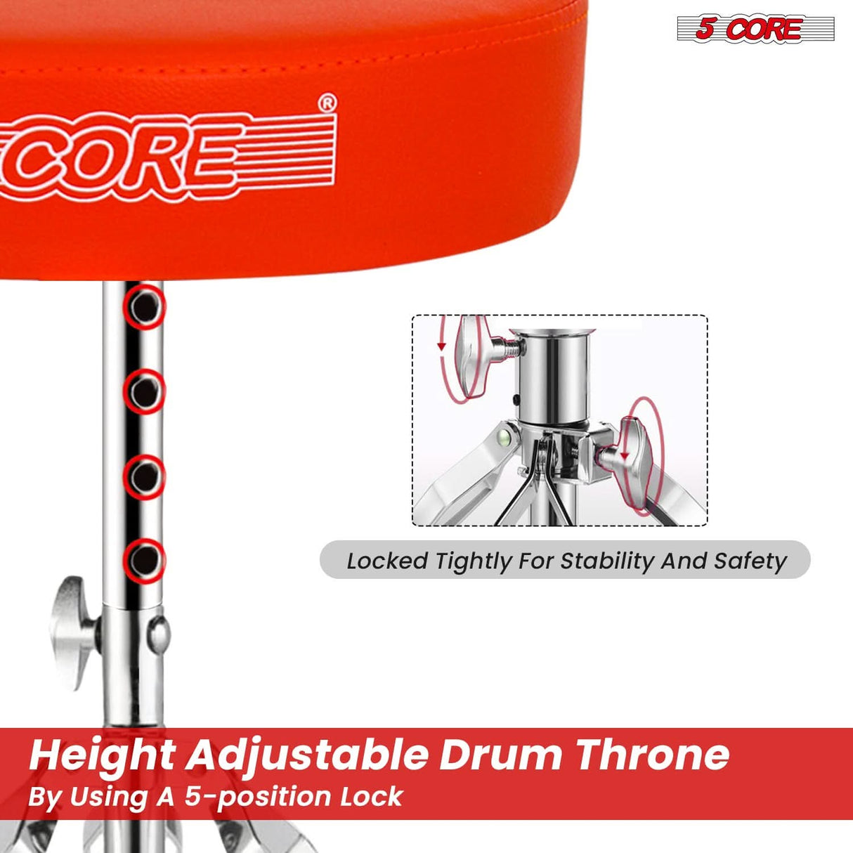Padded 5Core drum seat and snare pad stand combo for all skill levels