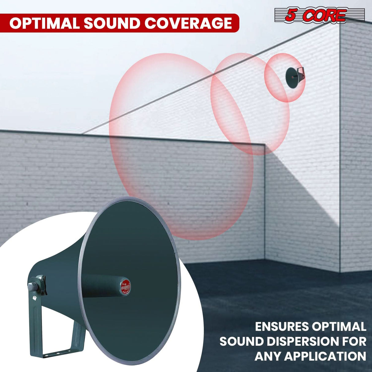 5Core PA Horn Speaker Set 2" Compression Driver 600W 16 Ohm Weatherproof Aluminum Body 18 TPI Thread